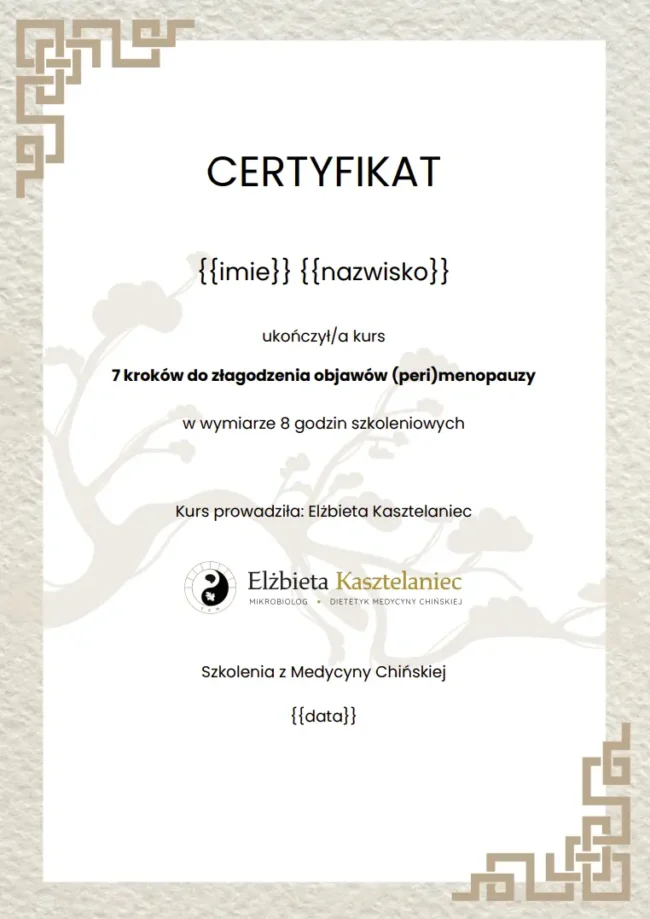 certyfikat menopauza